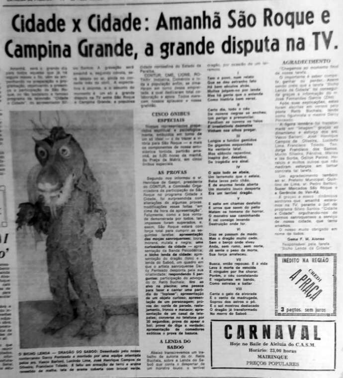 A lenda do Dragão do Saboó no programa Silvio Santos, em 1980