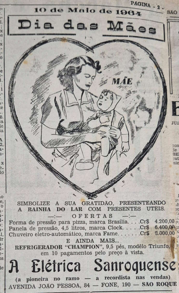 Dia das Mães nas centenárias páginas do Jornal O Democrata