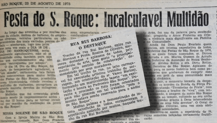 Em 1975, Festa de São Roque ganhou tapetes de rua e a música “São Roque, o Peregrino”