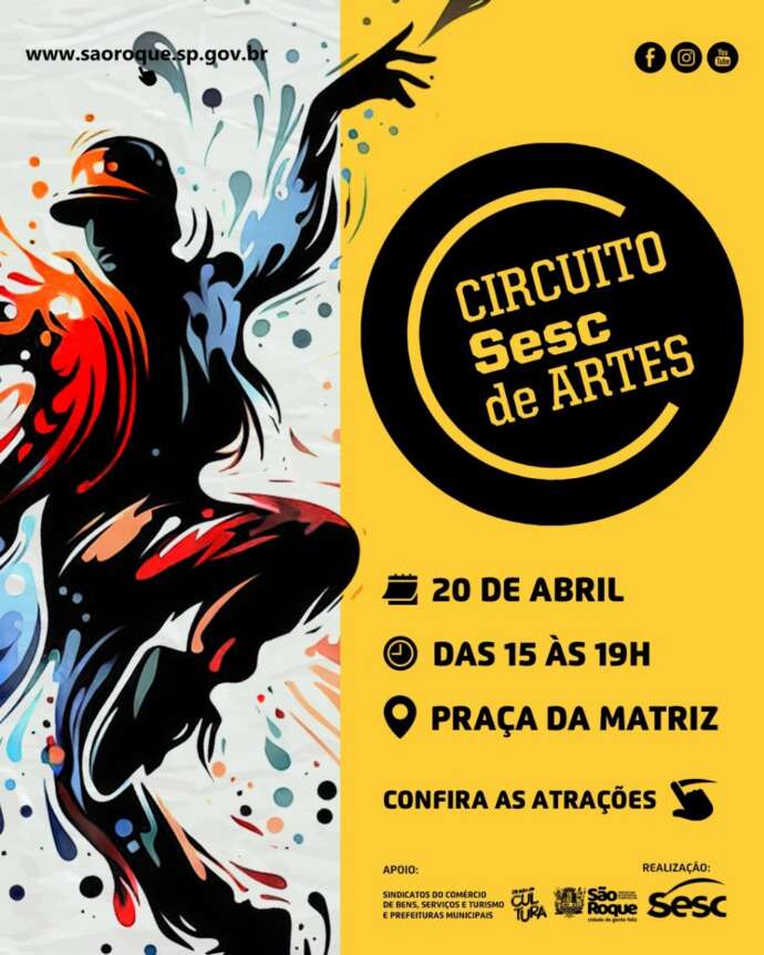 Nova edição do Circuito Sesc de Artes chega em São Roque neste sábado